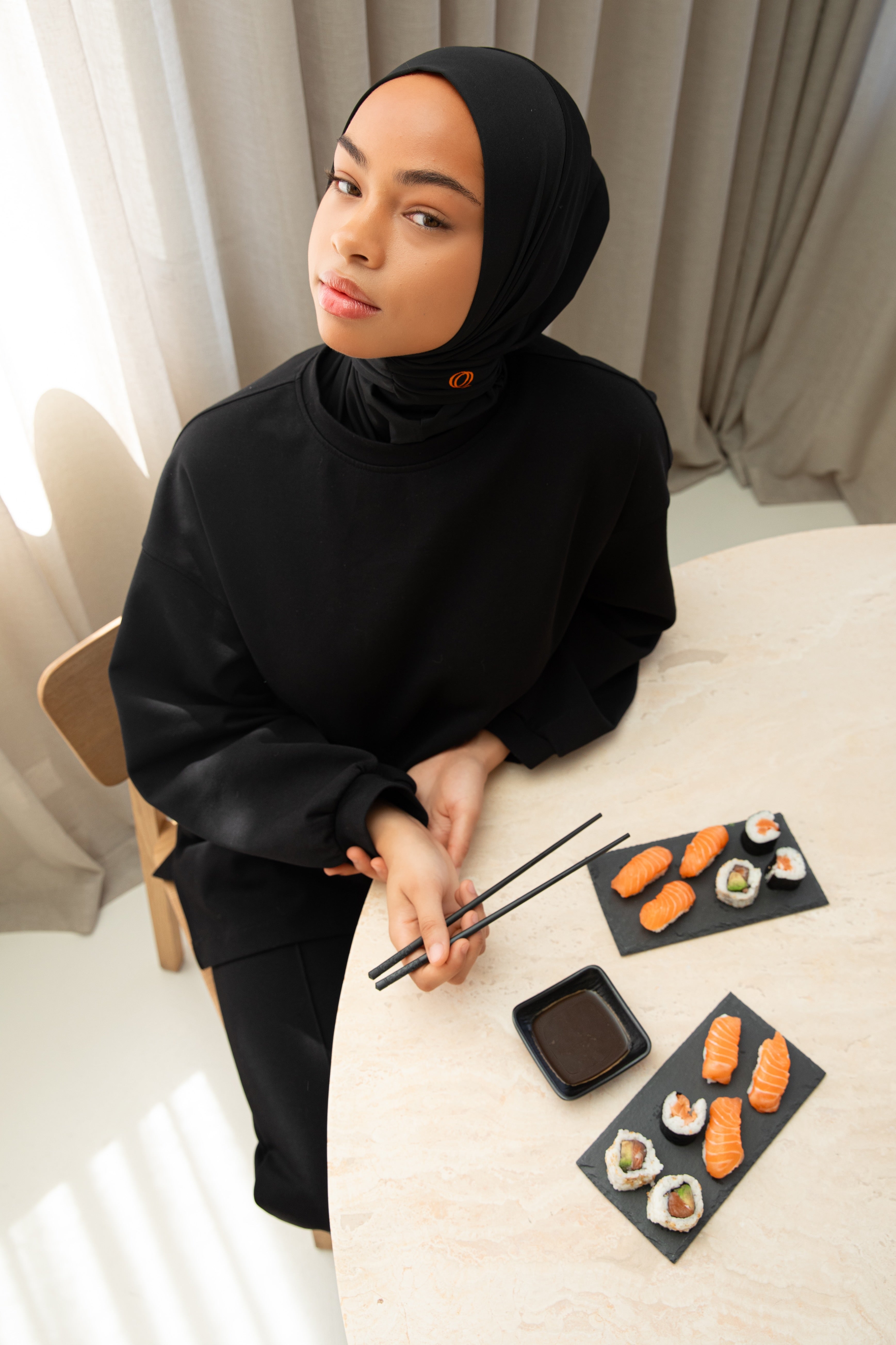 Charcoal - Orange Stitch